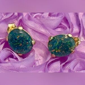 Opal triplet & 14k post earrings
